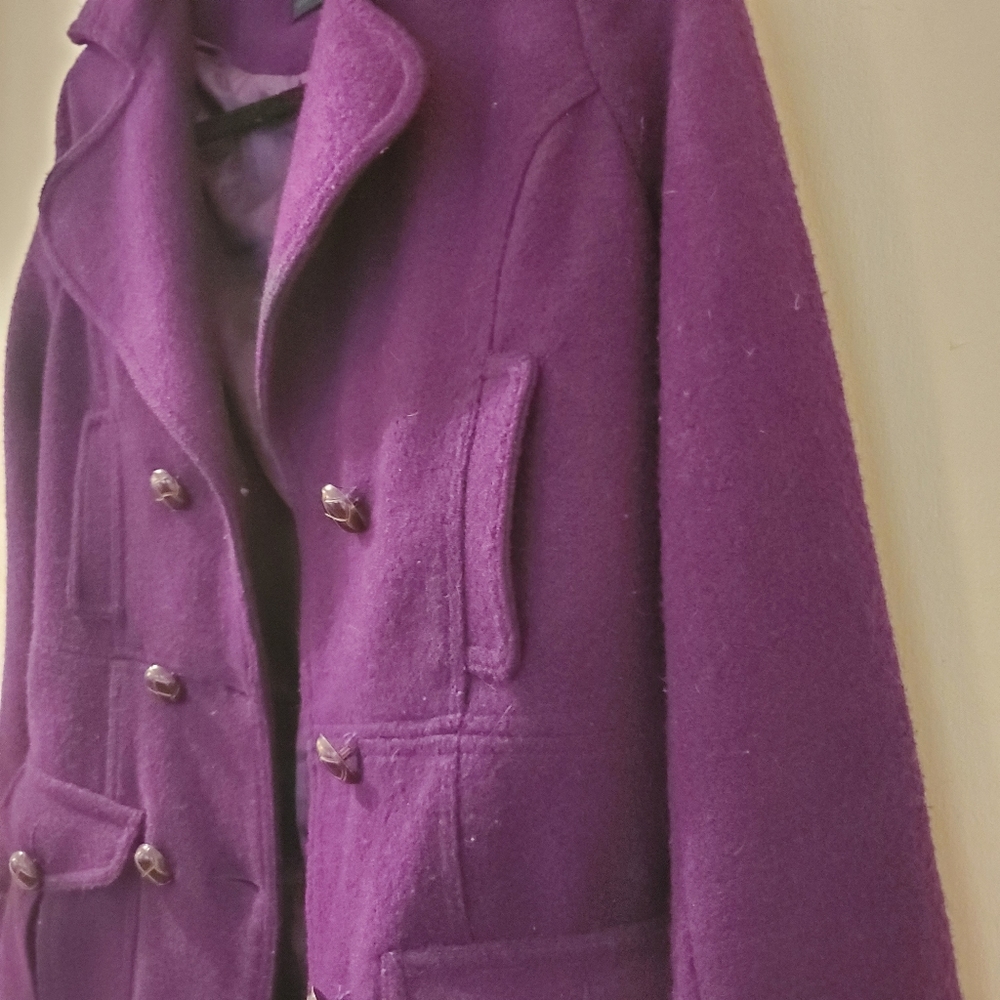 Purple pea coat, wool blend, size small from Aberdeen & Skye - Picture 3 of 11